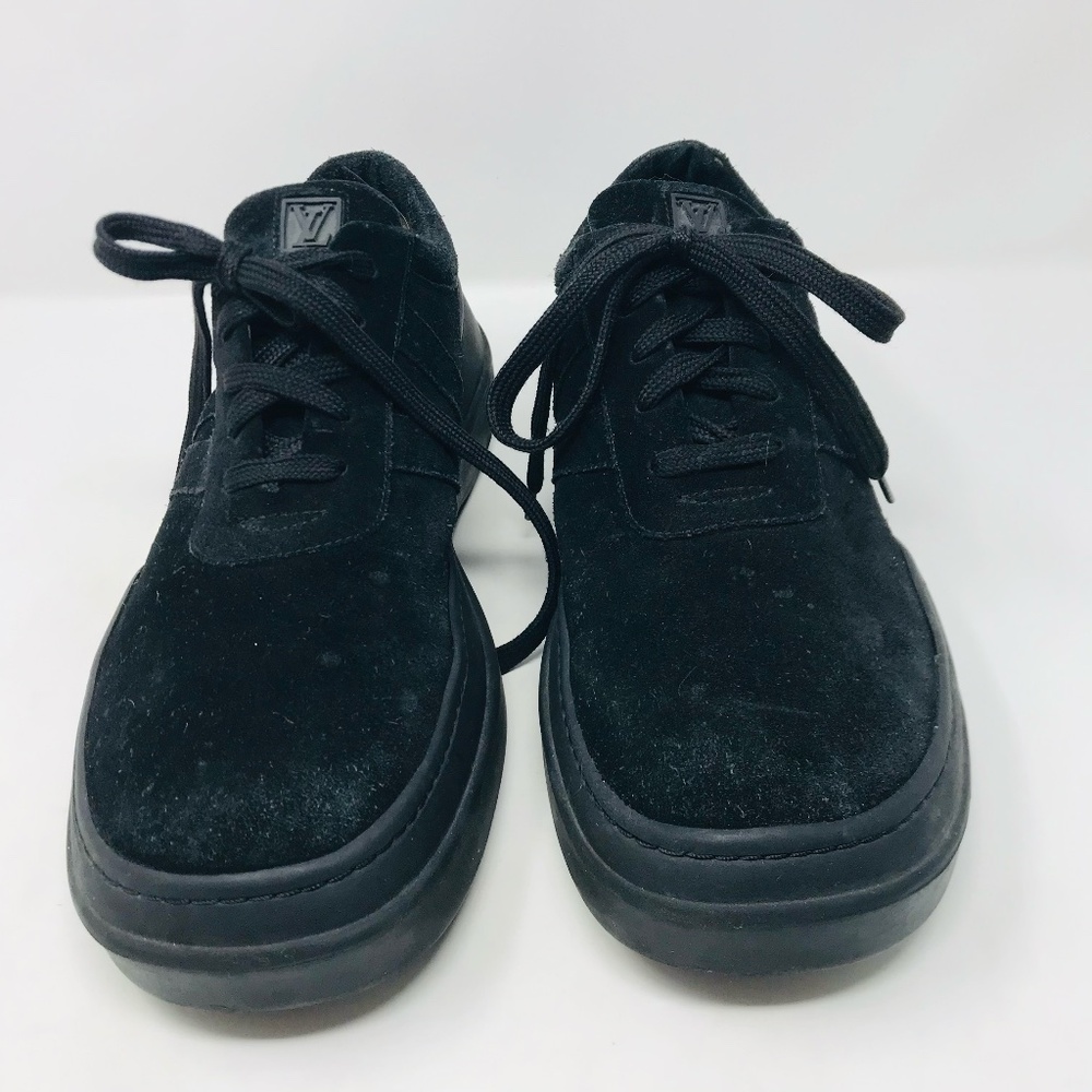 Louis Vuitton Mens Suede Leather Lace Up Sneaker Uniform Black Size 12